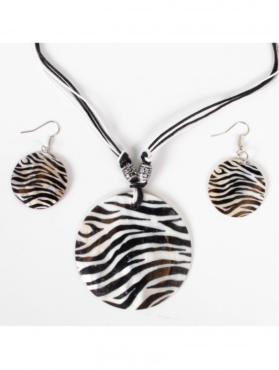 Fashion Zebra Print Necklace and Earring Set